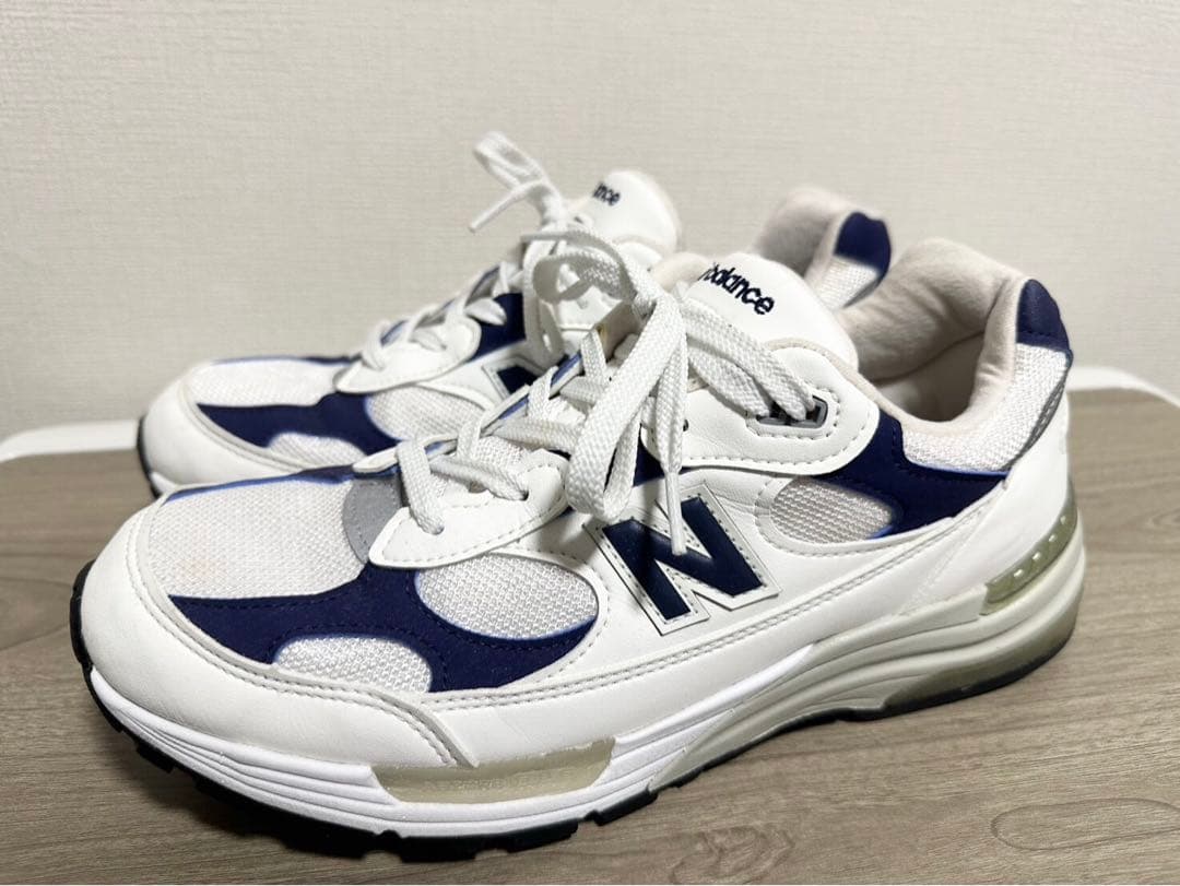 靴 New Balance 992 Made in USA \"White Navy\"