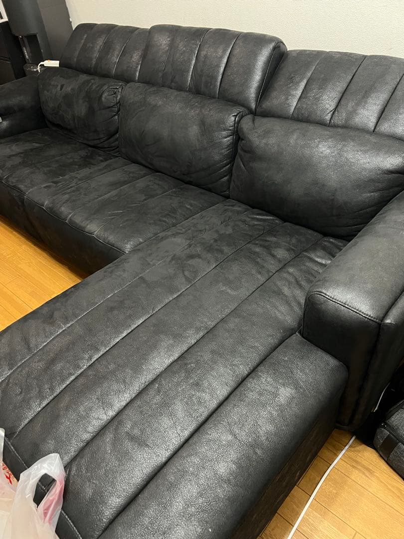 リクライニング 電動 カウチソファー 3人用　引き取りのみ　福岡市 ブラック