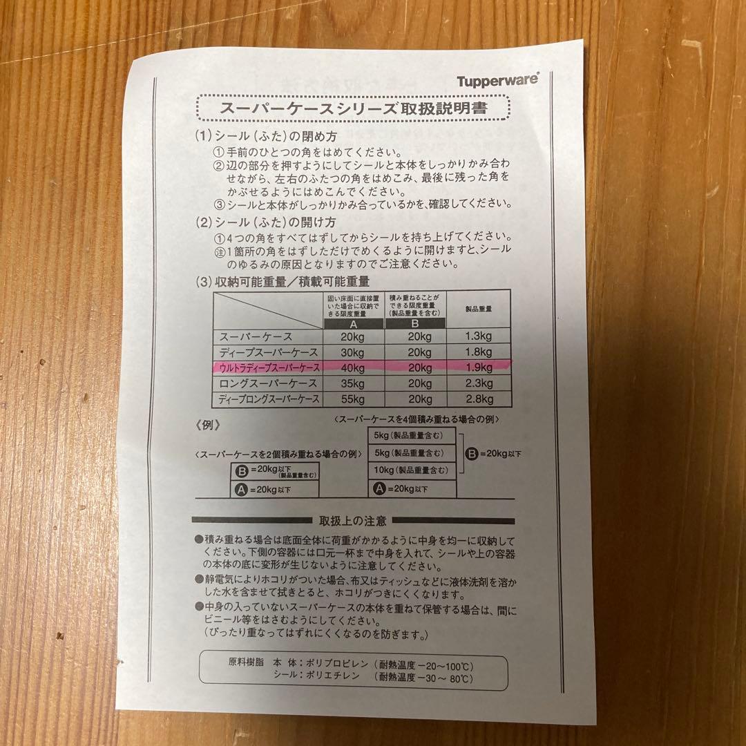 タッパーウェア　ウルトラディープスーパーケース　新品未使用　衣装ケース