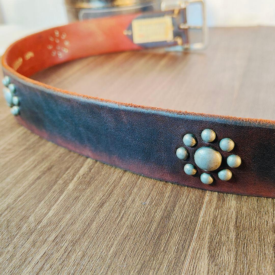 【極上品】Vintage Works DH5697　高級茶芯スタッズドレスベルト