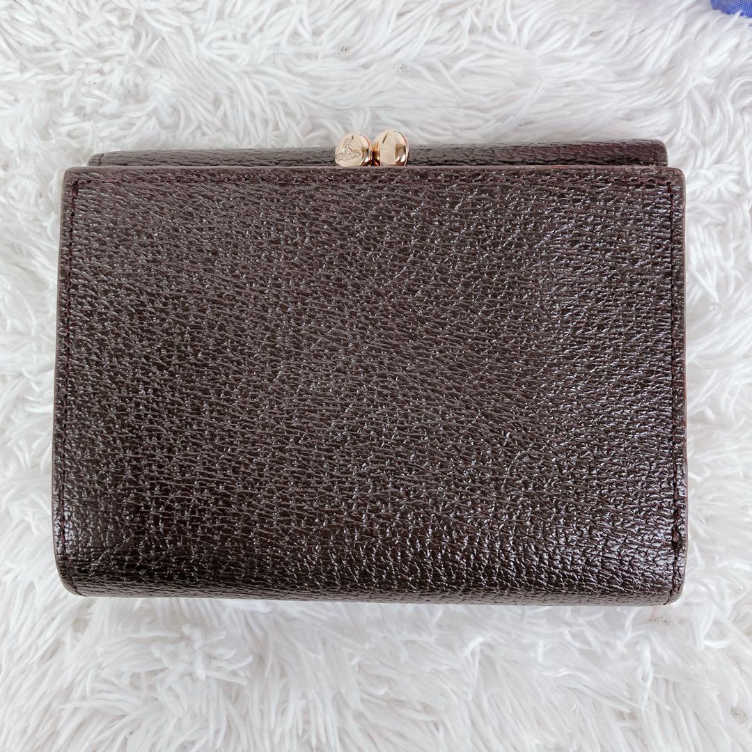 極美品✨ヴィヴィアンウエストウッド 三つ折り財布 ブラウンがま口 ビッグオーブ