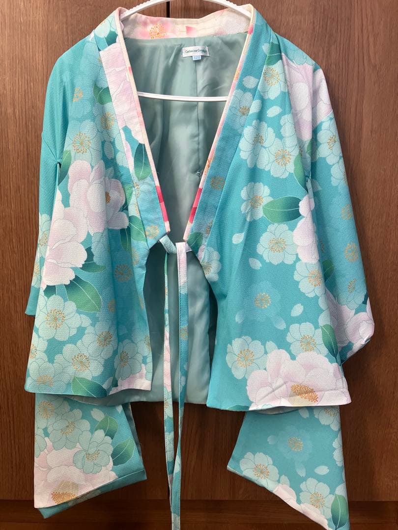 Catharine Cottage 八重桜薄青上着×桃色袴　120 ブーツ付