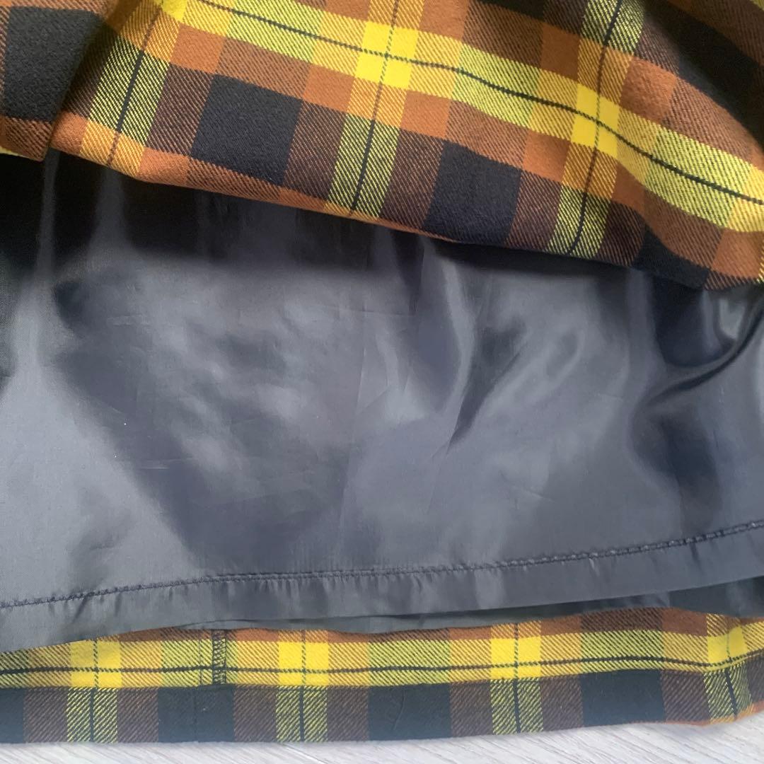 【familiar】 ブラウンベルベット＆チェック柄ワンピース 160cm 美品