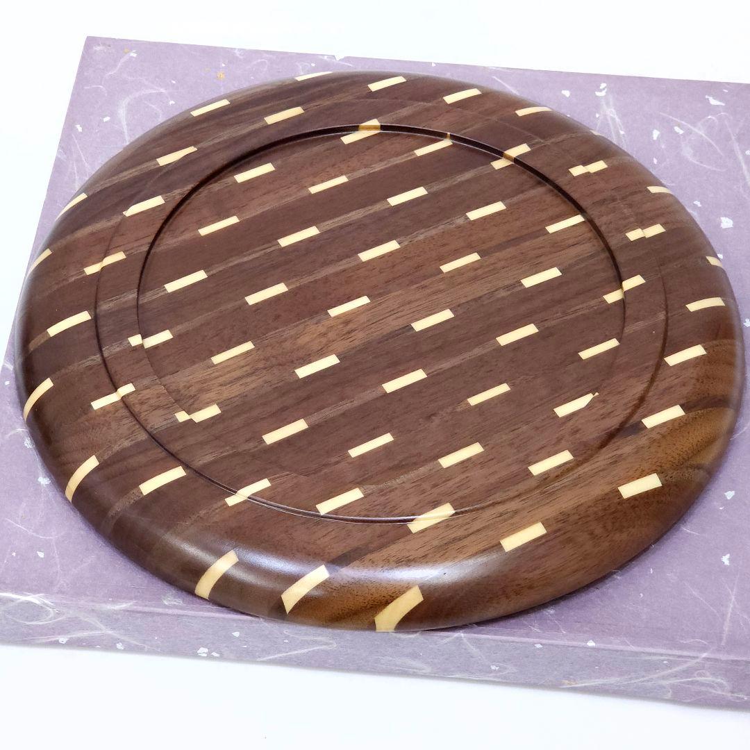 未使用 箱根 寄木細工 丸盆 約26.5cm 無垢 トレイ お盆