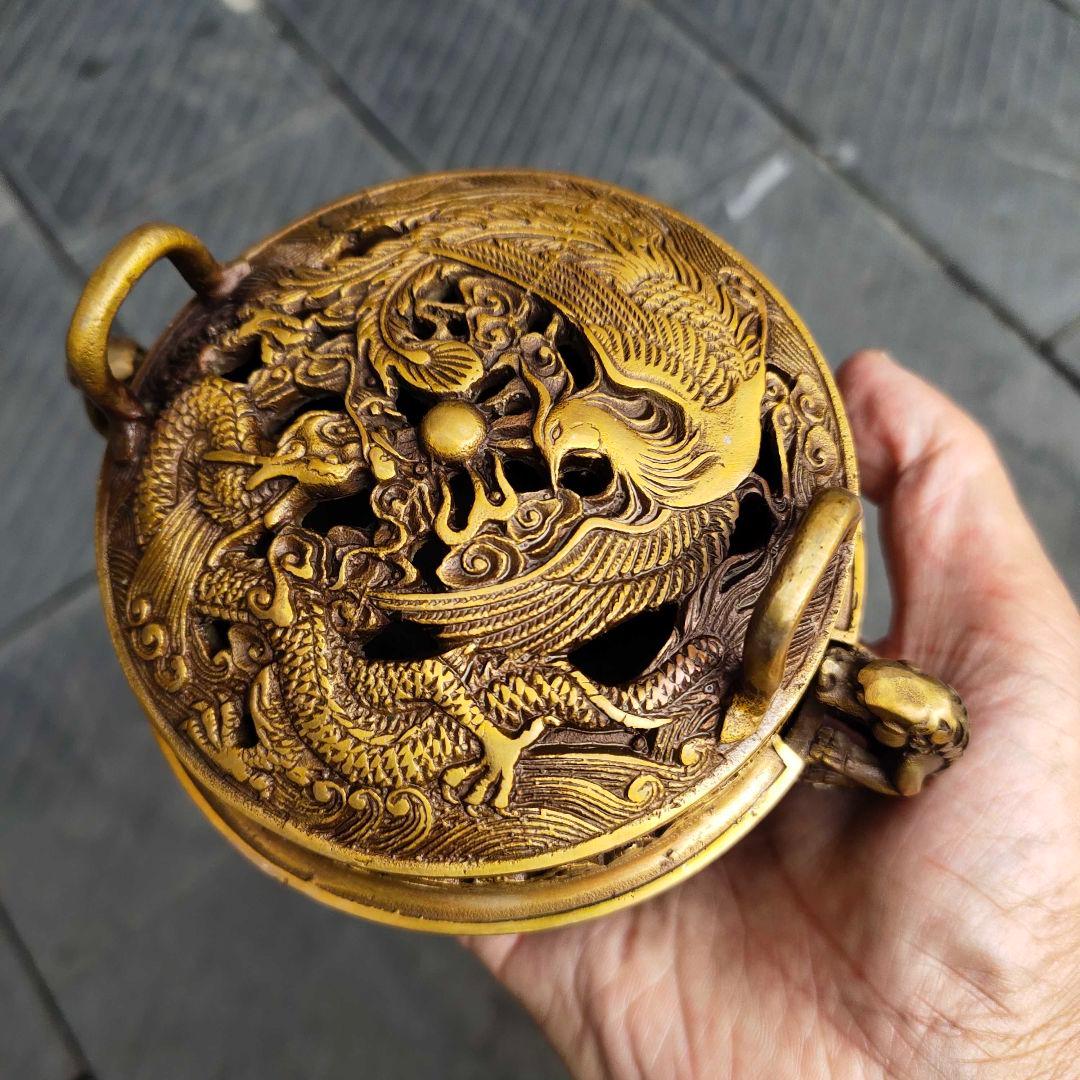 銅器 龍鳳薫香炉 美術品 置物
