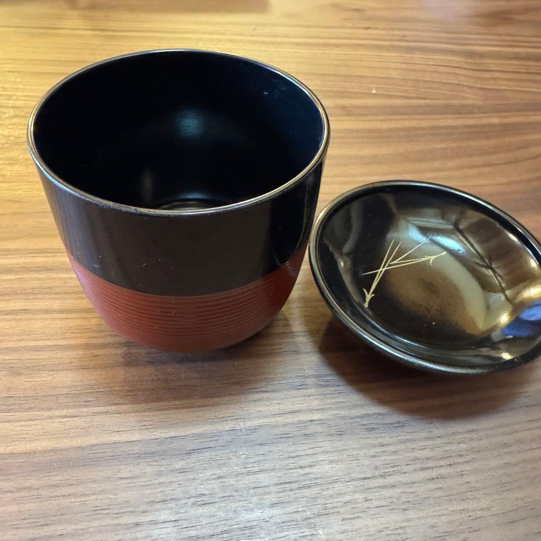 新品 茶碗蒸し器 5個セット 天然木 ウレタン塗装 トレー付き
