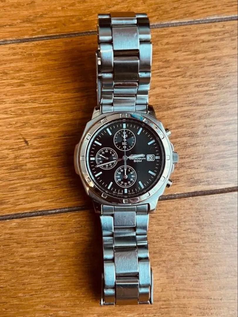 SEIKO クロノグラフ 時計 ブラック