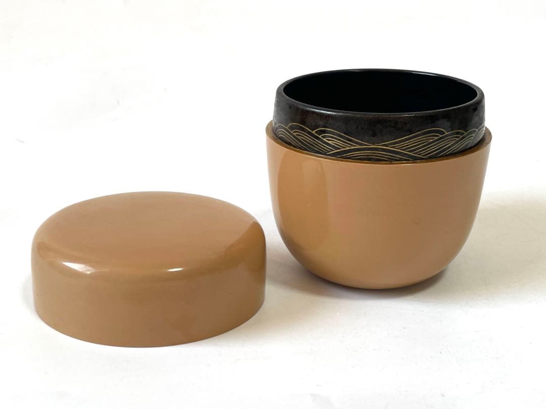 茶道具　 中村恭蔵　山水蒔絵　棗　共箱　加賀蒔絵師　蒔絵　漆　茶入