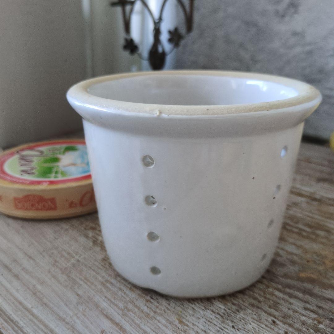 フランス　アンティーク　チーズ 大き目　水切り　フィセル　陶器　キャニスター