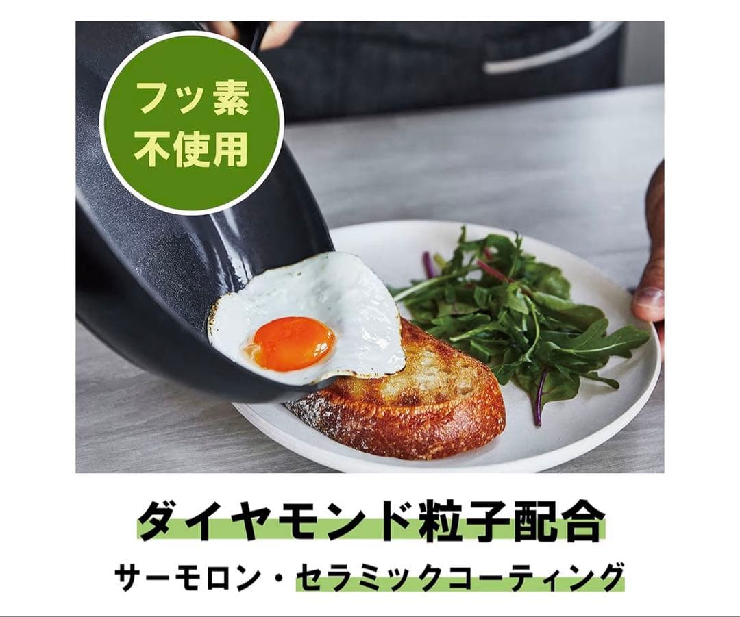 美品‼︎GreenPan フライパン黒・蓋4点セット　ガス・IH対応