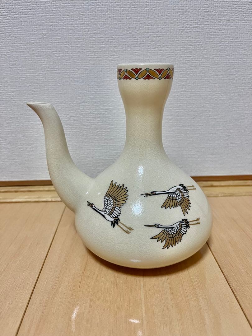 薩摩の盃 第十五代沈壽官窯作 陶磁器 鶴デザイン焼酎セット 陶器製