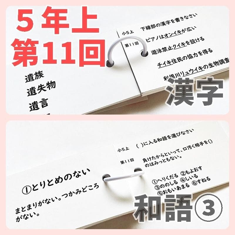 【5K3】予習シリーズ５年上　漢字とことば　第1～19回　組分けテスト　中学受験