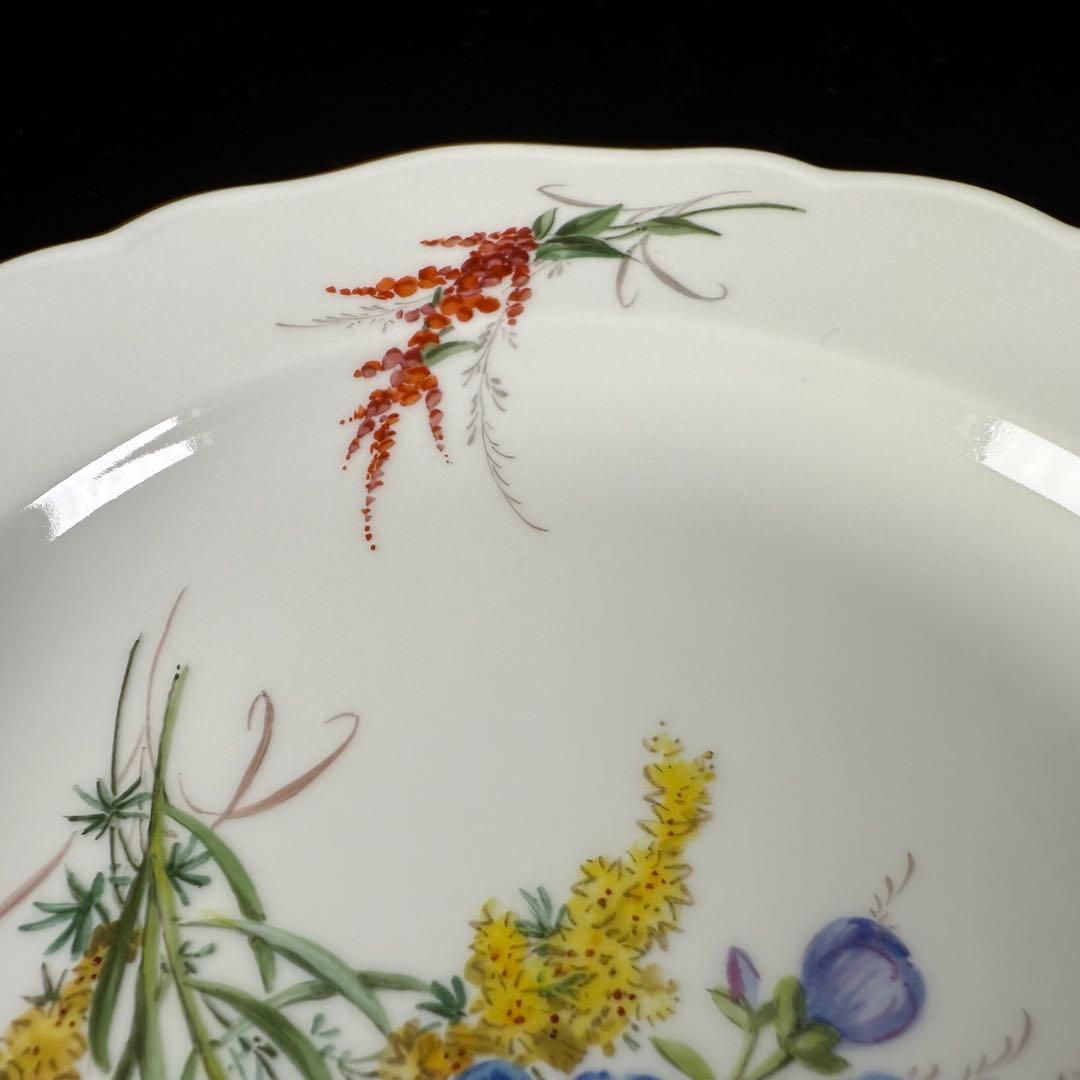 未使用 マイセン 金彩 自然主義 花 蝶 プレート(18cm)1枚②、1級品