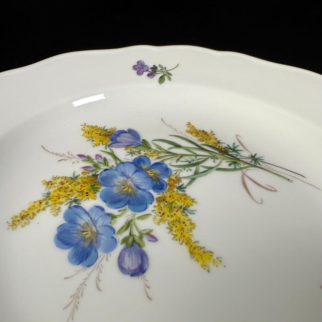 未使用 マイセン 金彩 自然主義 花 蝶 プレート(18cm)1枚②、1級品