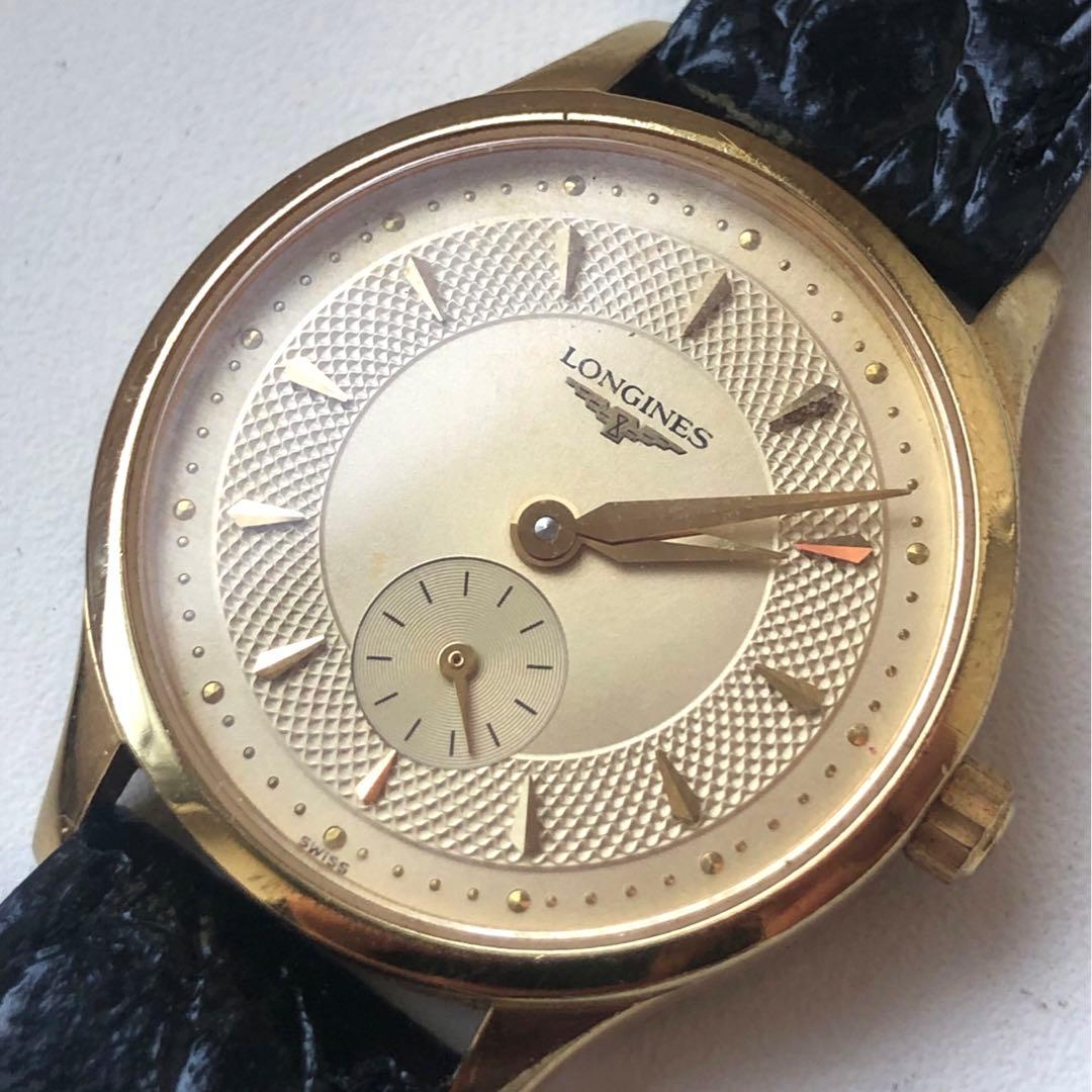 【美品】LONGINES ロンジン　スモセコ　電池新品　シルバー レザーベルト