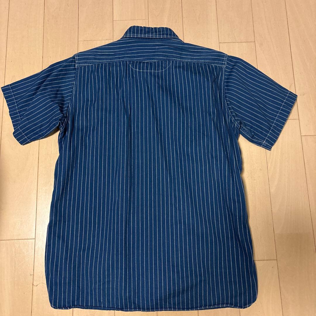 used☆東洋☆シュガーケーン☆ウォバッシュ半袖シャツ☆M☆紺