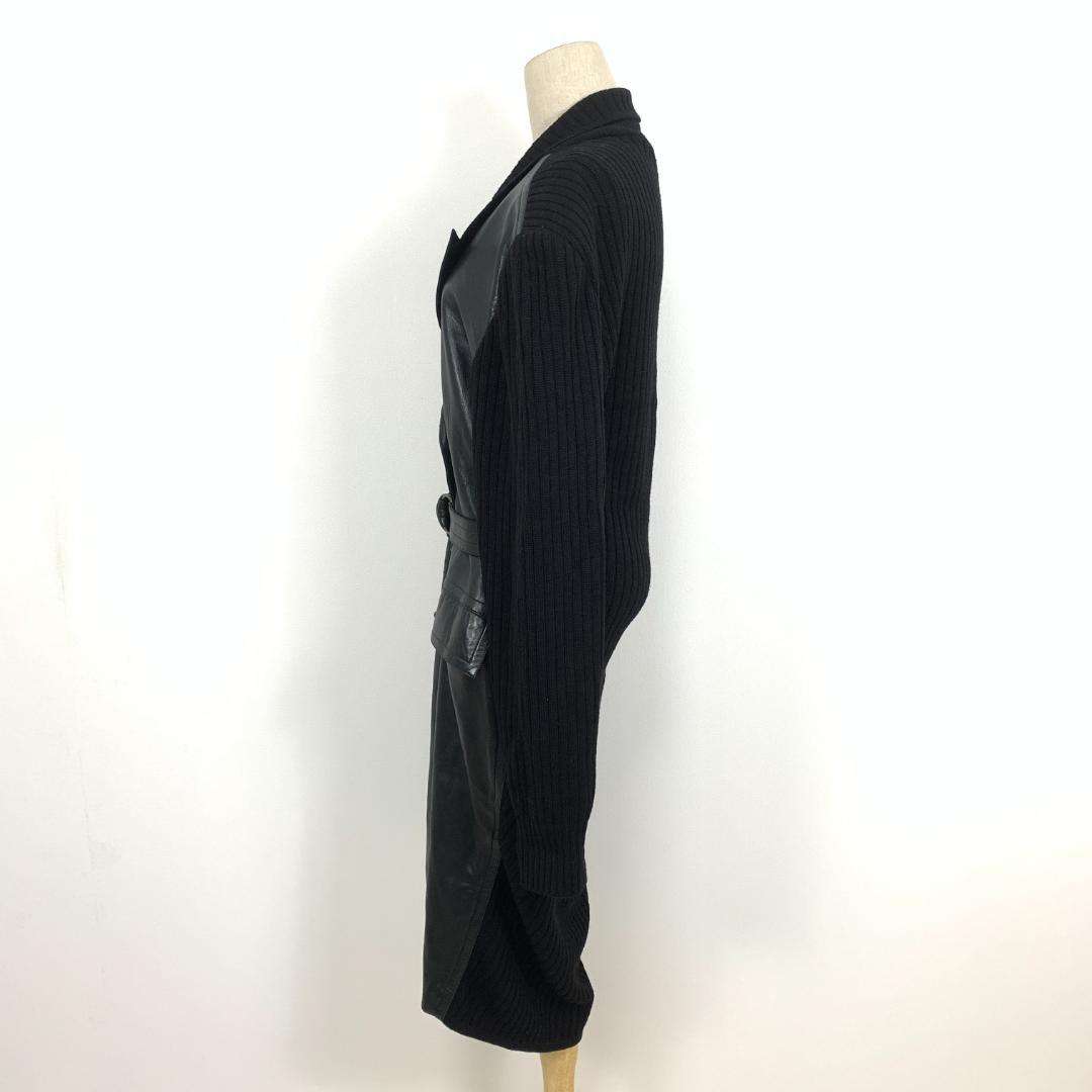 LA7784 CELINE セリーヌ レザー 切替えトレンチコート ブラック46