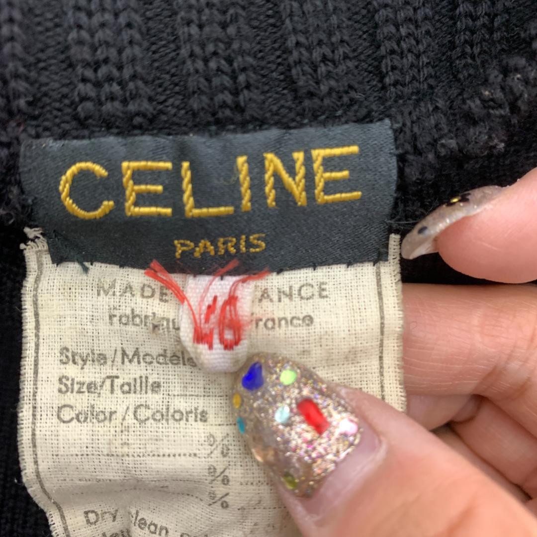 LA7784 CELINE セリーヌ レザー 切替えトレンチコート ブラック46