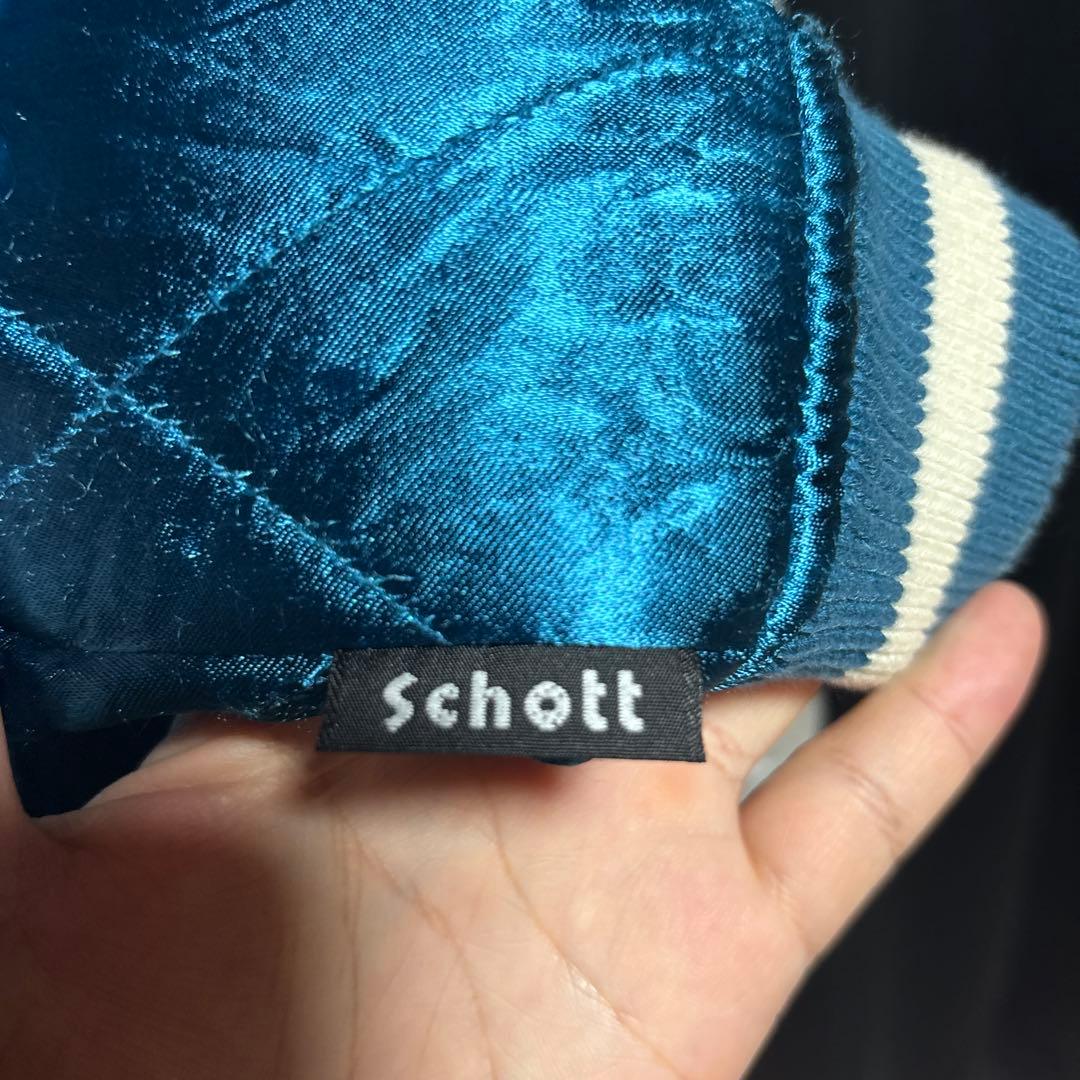 Schott×FTCリバーシブルスカジャン 青/白 鷲刺繍