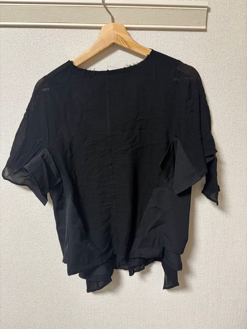 yohji yamamoto フリル付きブラックシャツ サイズ3