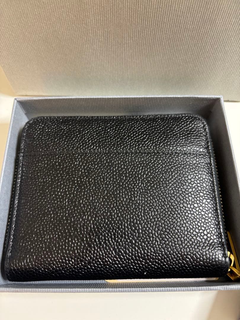 THOM BROWNE ショートジップ財布 ブラック
