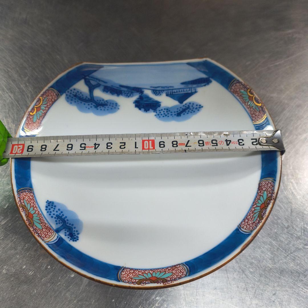 青い花模様の四角形皿多数有田焼