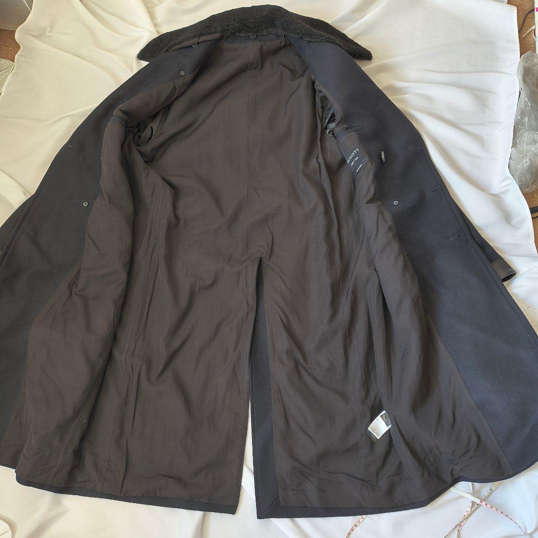 オールセインツ ネイビー ダブルブレスト トレンチコート XL ウール