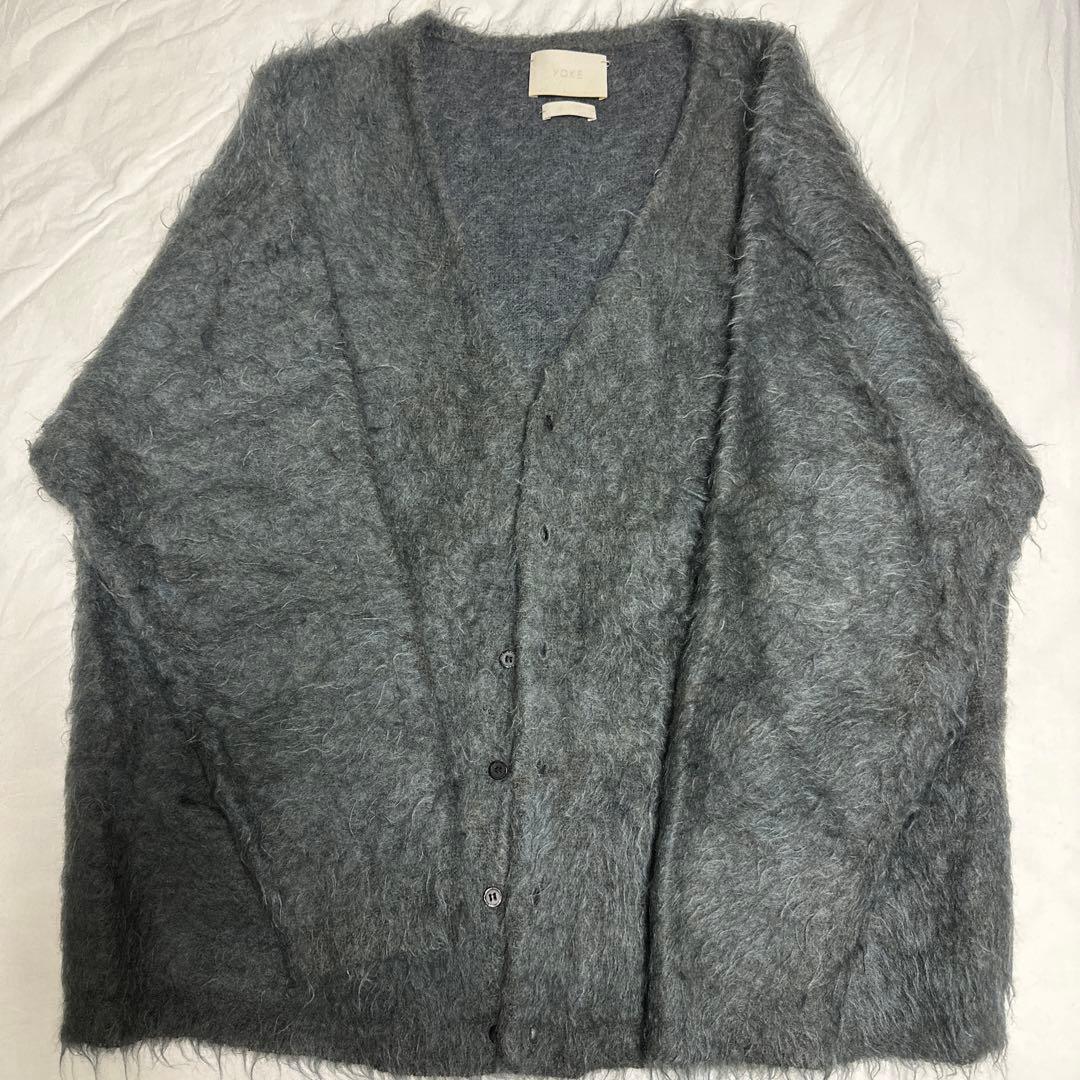 トップス YOKE / LOOSED MOHAIR CARDIGAN blue gray