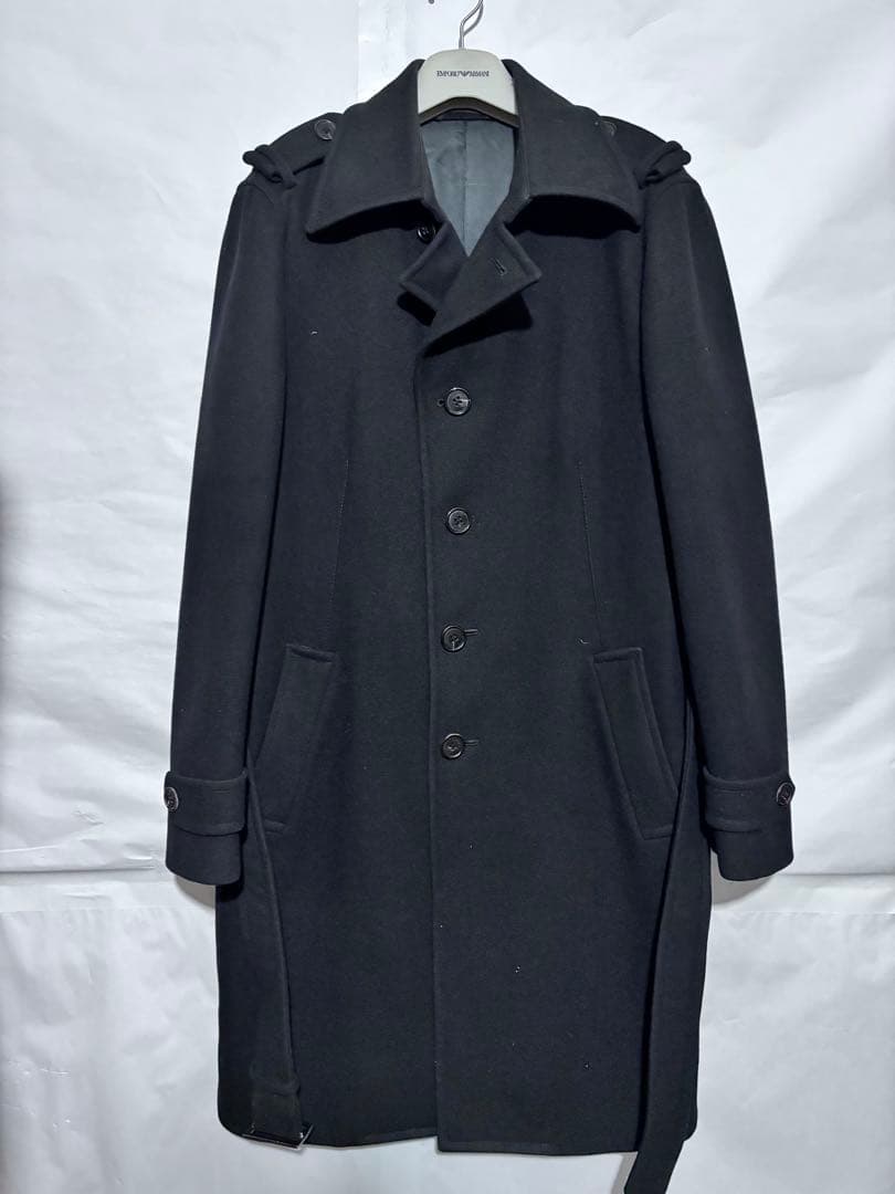 EPOCA UOMOブラック チェスター 厚手　羊毛100 コート ベルト付き