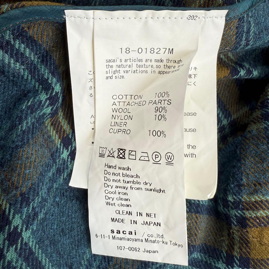 sacai サカイ グラデーションチェックシャツコート　フランネル