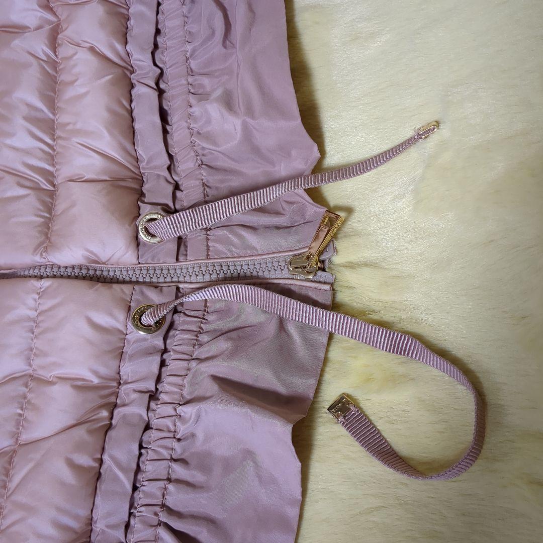 新品タグ付MONCLER フリル薄手フード付きピンクダウンベスト
