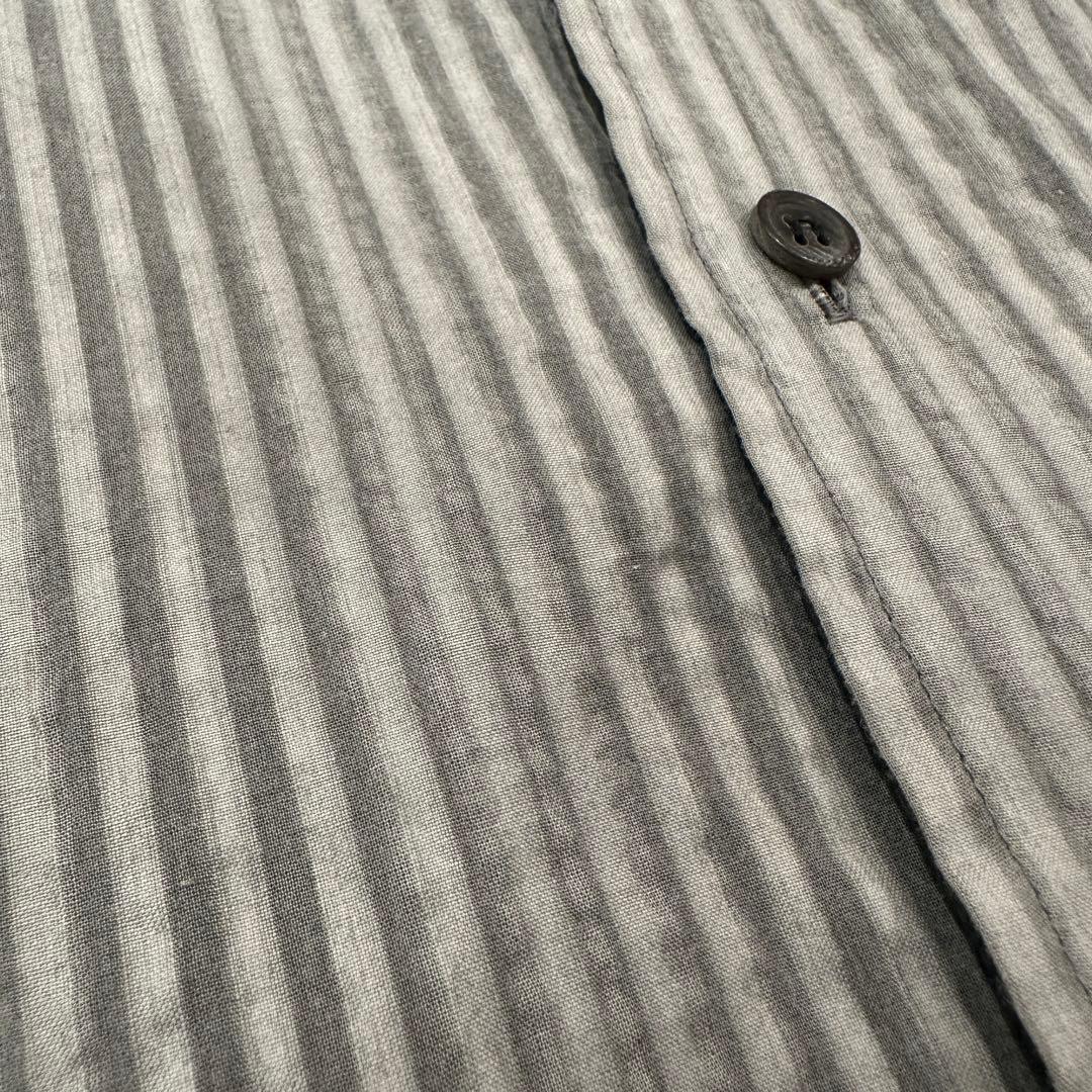 ISSEY MIYAKE ストライプ長袖シャツ グレー