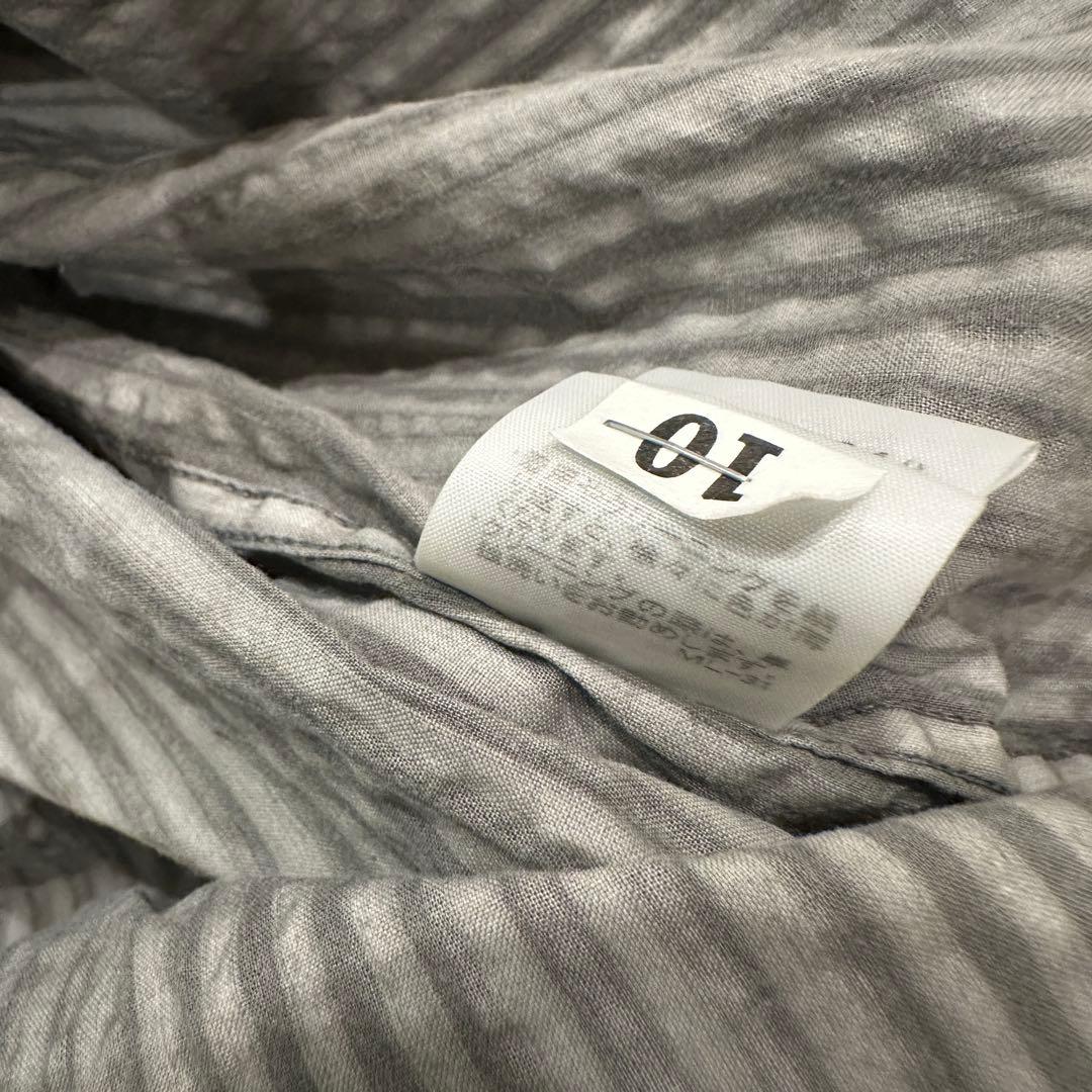 ISSEY MIYAKE ストライプ長袖シャツ グレー