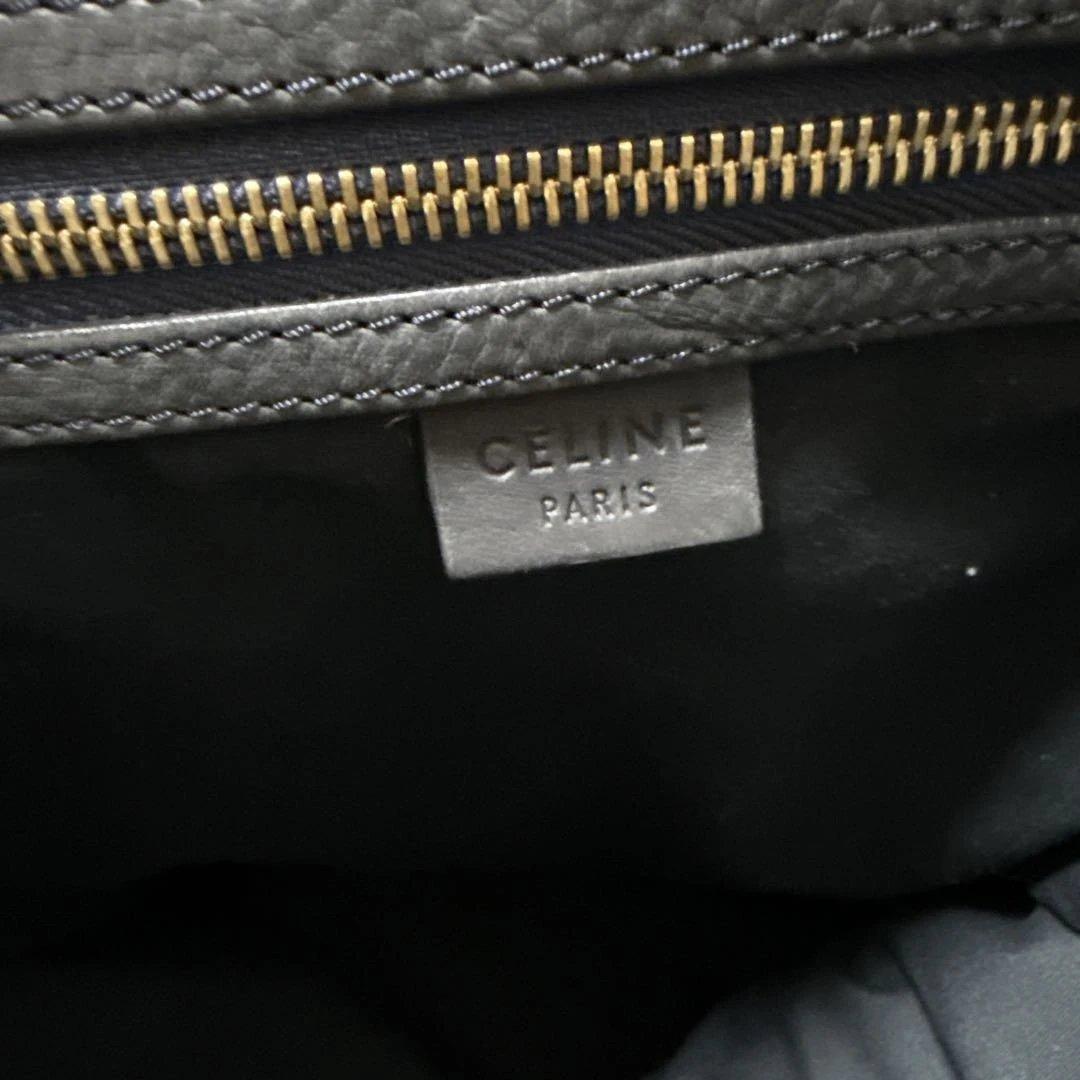 CELINE ロゴ キャンバス トートバック ショルダー付き レザー