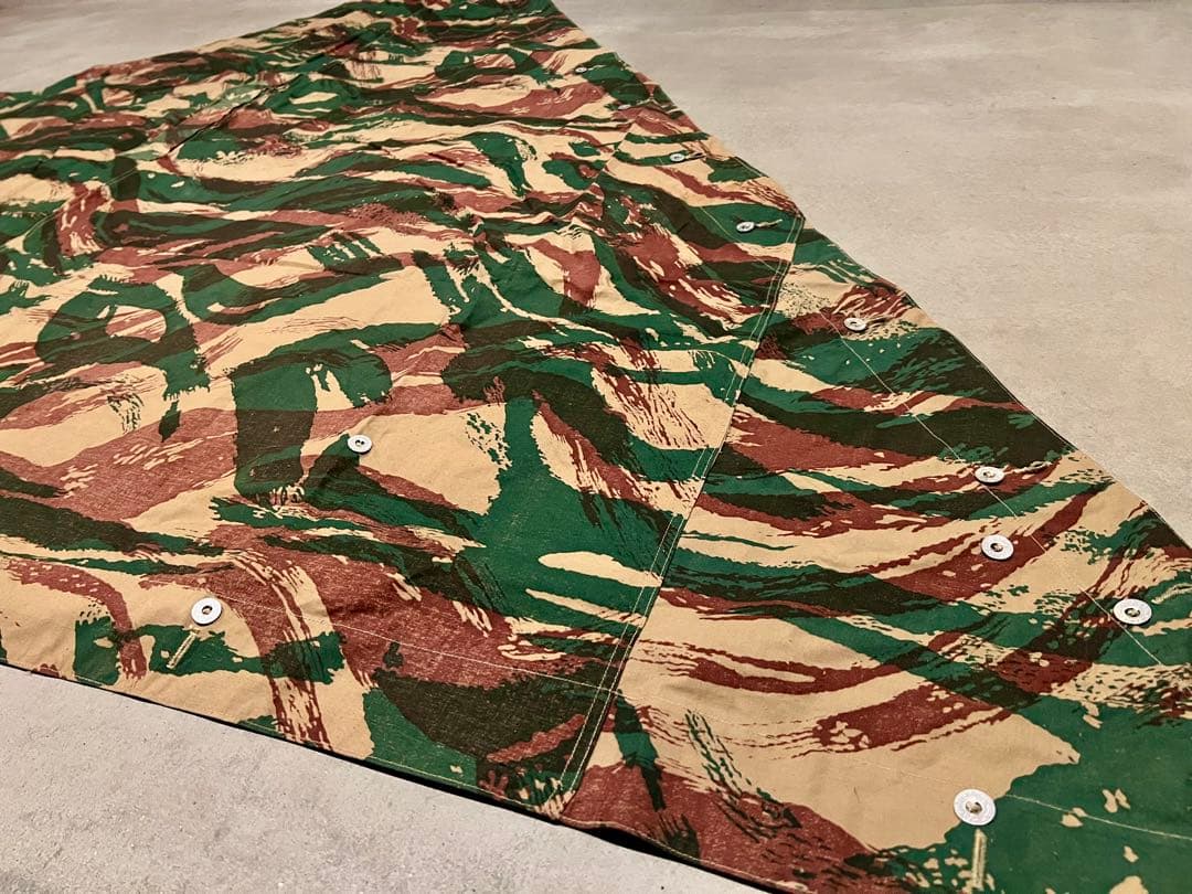 ②50s フランス軍 リザードカモ ポンチョテント ツェルトバーン 実物 軍幕