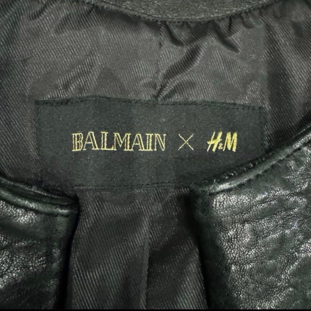 あ*ん様 【希少品】本革 BALMAINxコラボ レザー ライダースジャケ