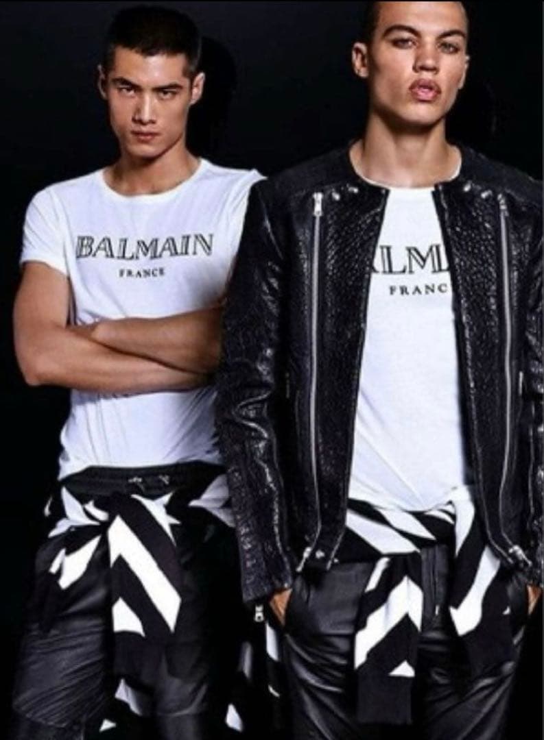 あ*ん様 【希少品】本革 BALMAINxコラボ レザー ライダースジャケ