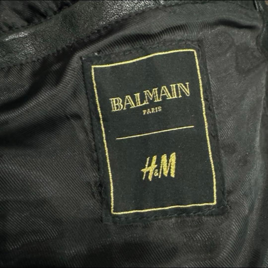 あ*ん様 【希少品】本革 BALMAINxコラボ レザー ライダースジャケ