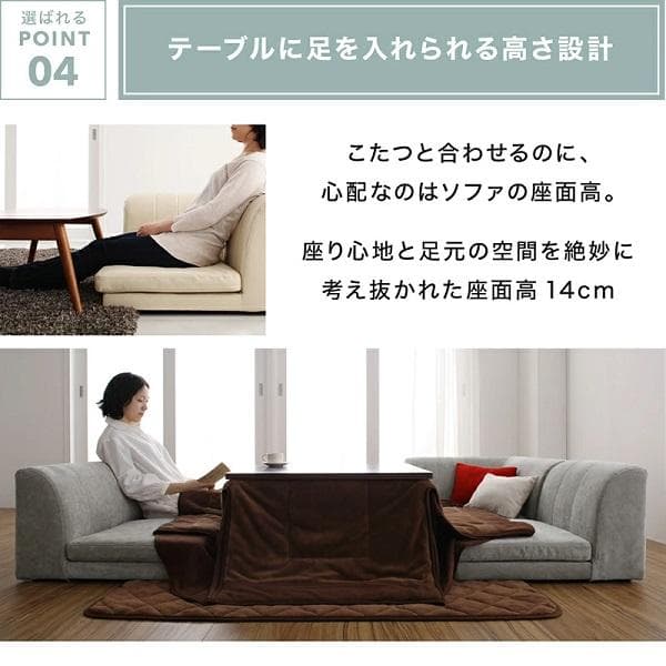 ③4人掛け コーナーソファー フロアソファ 4点セット こたつソファ 高級感
