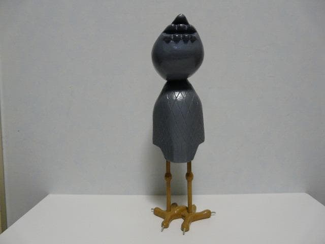 木彫り　置物　ハシビロコウ親子