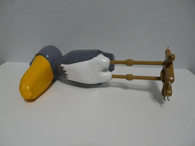 木彫り　置物　ハシビロコウ親子