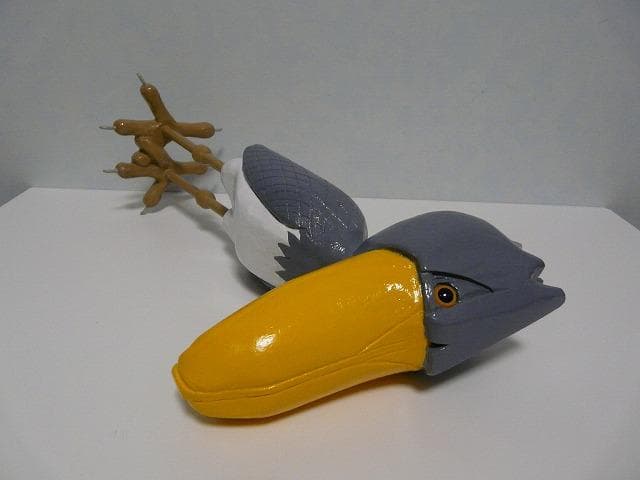 木彫り　置物　ハシビロコウ親子