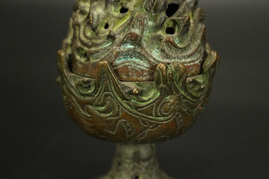 仏教美術 古銅 豆 博山炉 五鈷杵 二件 古美術(LC994)