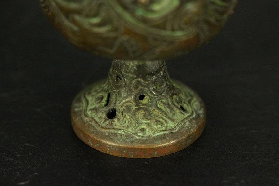 仏教美術 古銅 豆 博山炉 五鈷杵 二件 古美術(LC994)