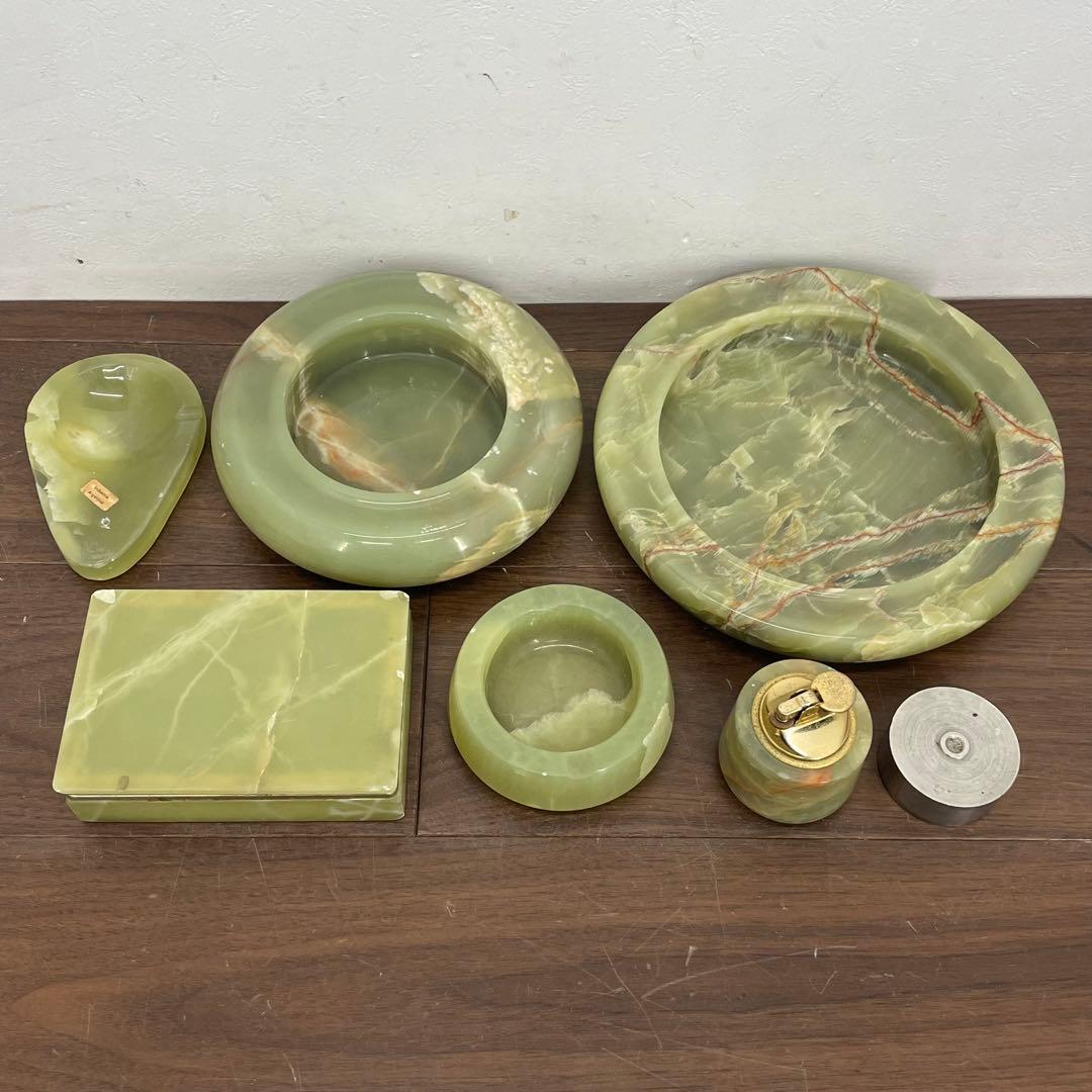 EEK13 グリーンオニキス 大理石 天然石 喫煙グッズ 灰皿 小物入 ライター