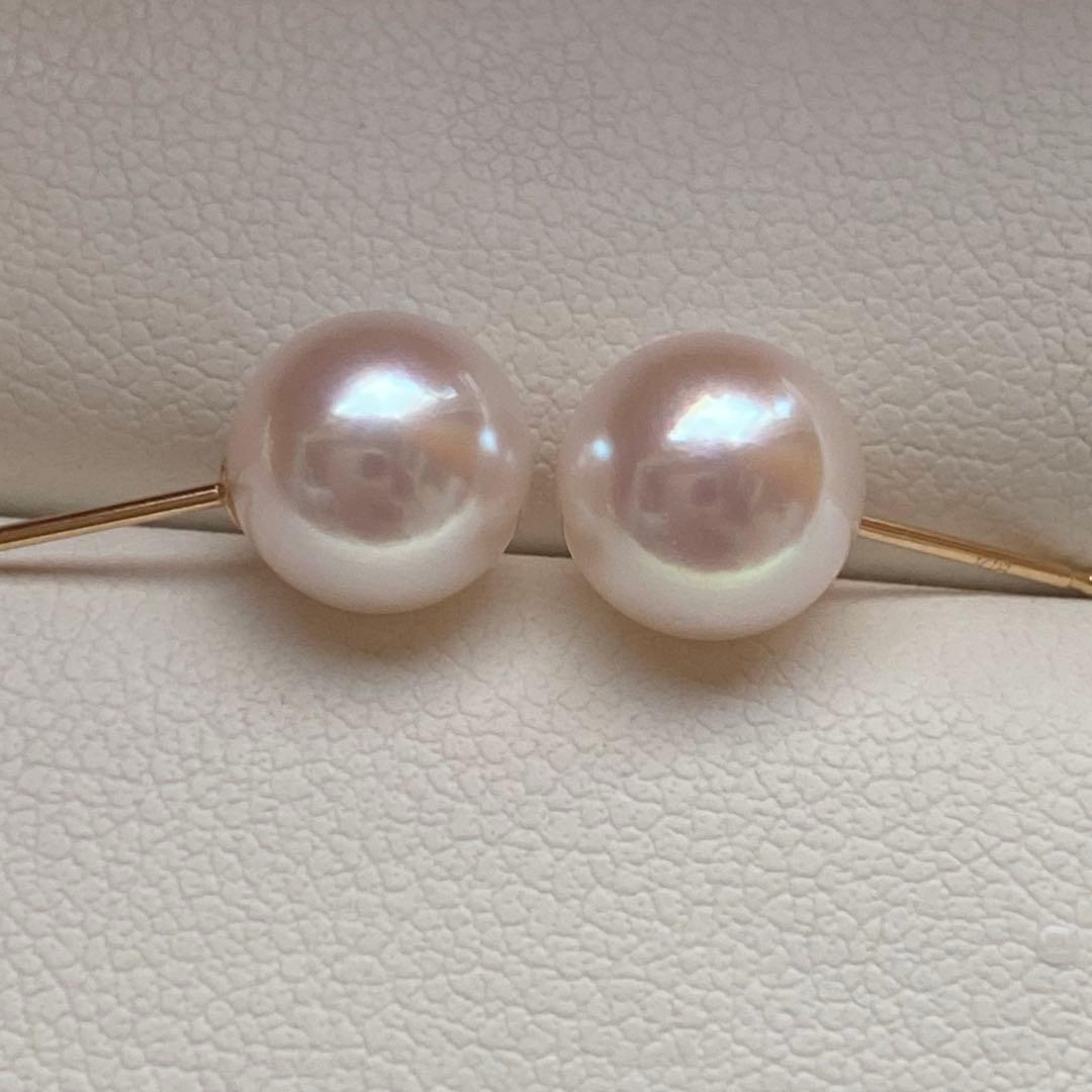 1940 美品❣️花珠から天女級のテリ❣️K18❣️あこや真珠7.5-8mm ピアス