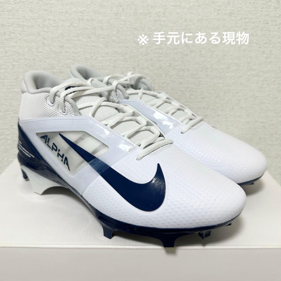 ナイキ 27.5 アルファメナス プロ アメフト スパイク シューズ 靴 白 紺