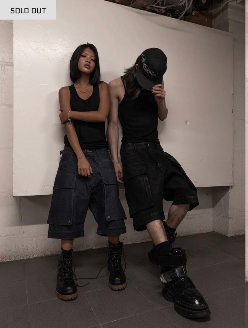 パンツ NO MASS PROD 010GLM BAGGY DENIM SHORTS