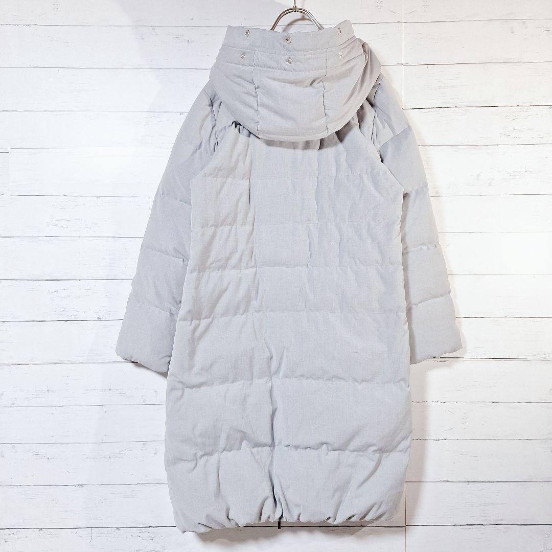 ​【美品】 スピックアンドスパン　ロングダウンコート　フード付き　グレー　M