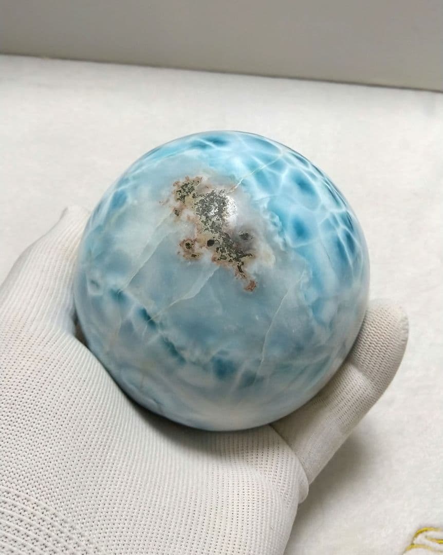 【超レア品】ラリマー特大スフィア　丸玉　置物　原石　超希少　美品　コレクション品